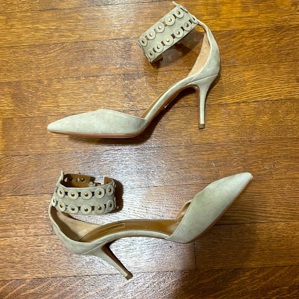 Aquazzura suede ankle strap pumps